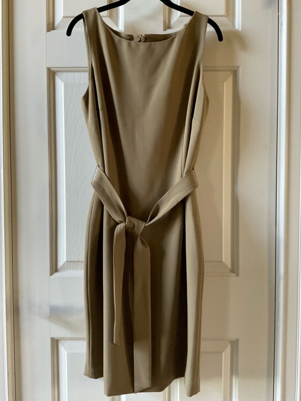 Kasper Classic Sleeveless Belted Sheath Dress - Beige - Size 12
